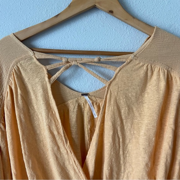 Free People Orange Cropped Drapey Linen Blend Top Size XS - Picture 5 of 6